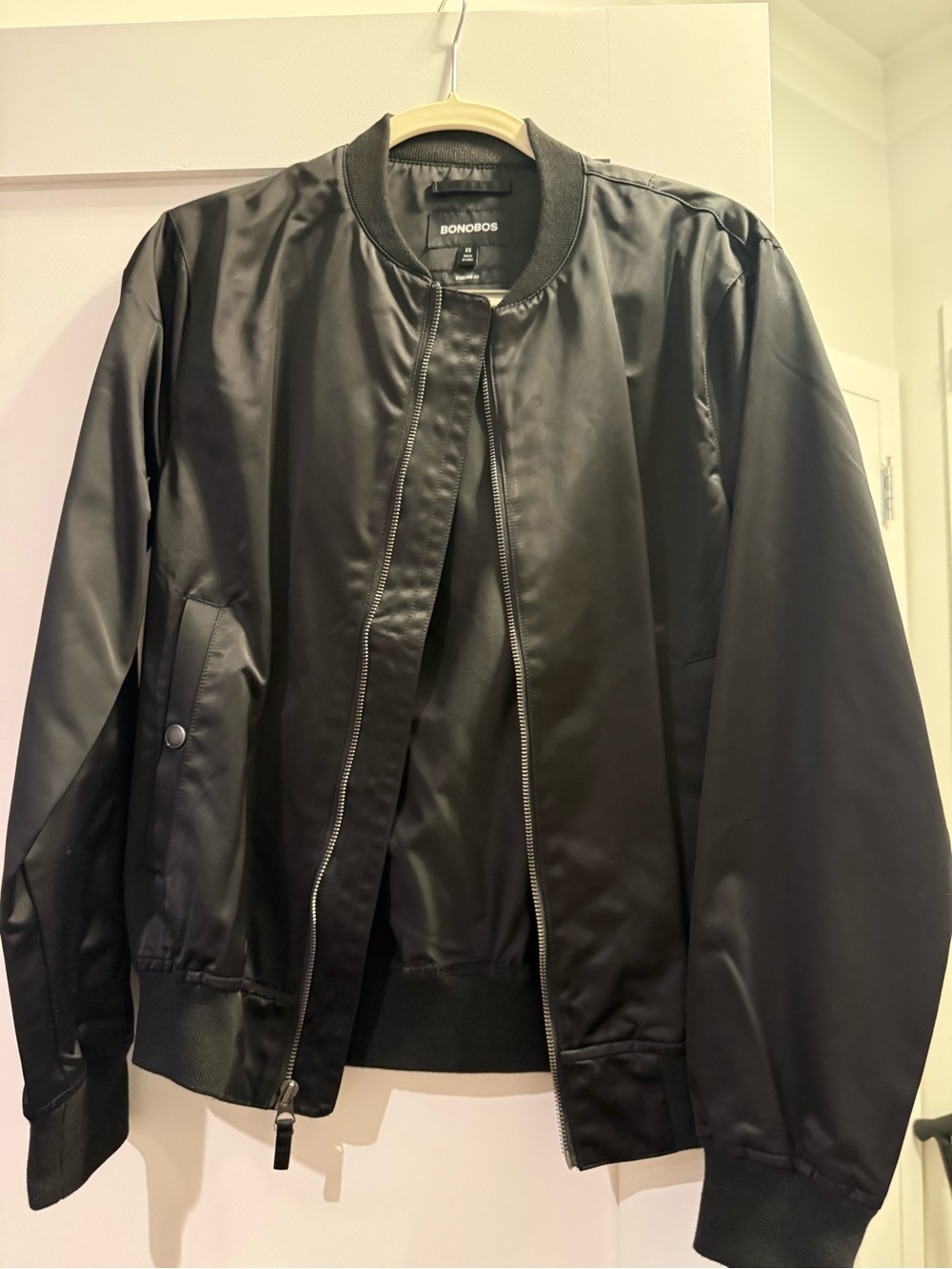 Bonobos Black Men’s Satin Bomber Jacket